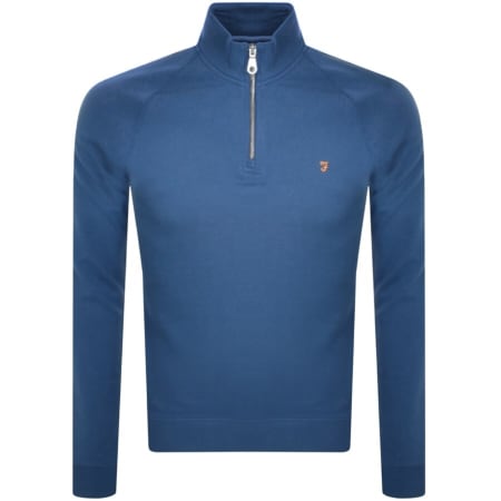 Product Image for Farah Vintage Jim Half Zip Sweatshirt Blue