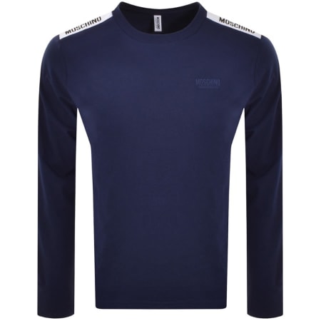 Product Image for Moschino Taped Logo Long Sleeved T Shirt Navy
