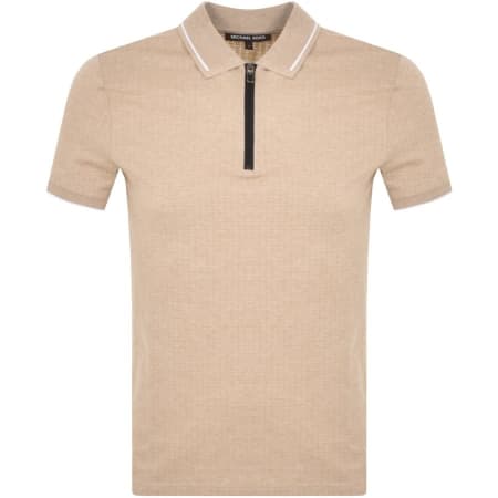 Product Image for Michael Kors Waffle Half Zip Polo T Shirt Beige