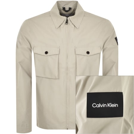 Product Image for Calvin Klein Logo Overshirt Beige