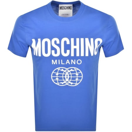Product Image for Moschino Short Sleeve Milano Logo T Shirt Blue
