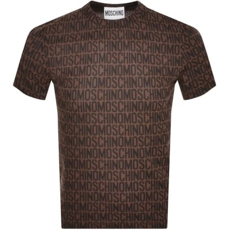 Product Image for Moschino Repeat Logo T Shirt Brown