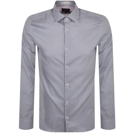 Product Image for Ted Baker Conifur Geo Print Long Sleeve Shirt Blue