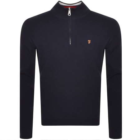 Product Image for Farah Vintage Louder Quarter Zip Knit Jumper Navy