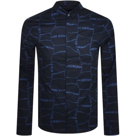 Product Image for Armani Exchange Slim Fit Long Sleeve Shirt Navy