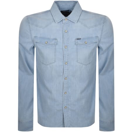Product Image for G Star Raw Slim 3301 Long Sleeved Shirt Blue