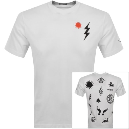 Product Image for Replay Back Symbols T Shirt White