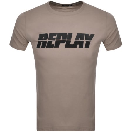 Product Image for Replay Logo Crew Neck T Shirt Brown
