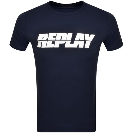 Product Image for Replay Logo Crew Neck T Shirt Navy