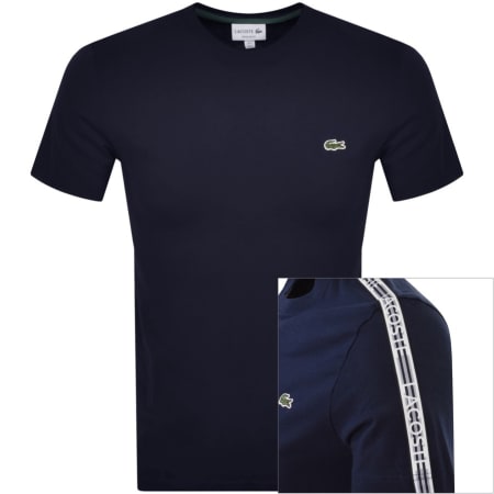 Product Image for Lacoste Tape Logo Crew Neck T Shirt Navy