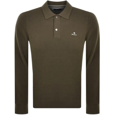 Product Image for Gant Cotton Pique Long Sleeve Polo T Shirt Green