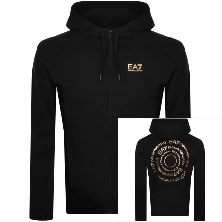 Product Image for EA7 Emporio Armani Full Zip Logo Hoodie Black