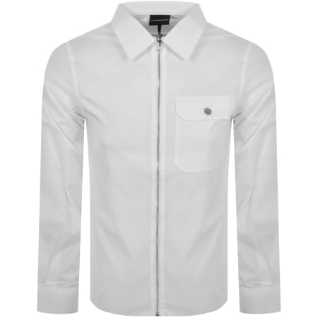 Product Image for Emporio Armani Full Zip Long Sleeve Shirt White