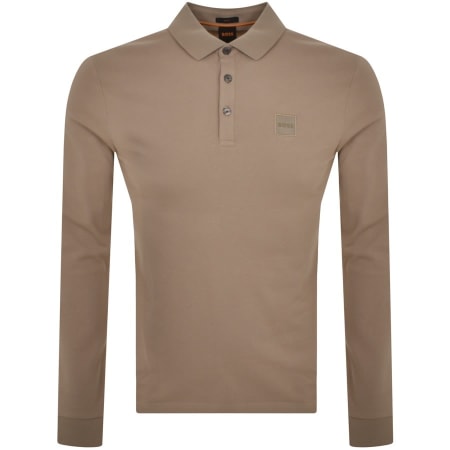 Product Image for BOSS Passerby Long Sleeved Polo T Shirt Beige