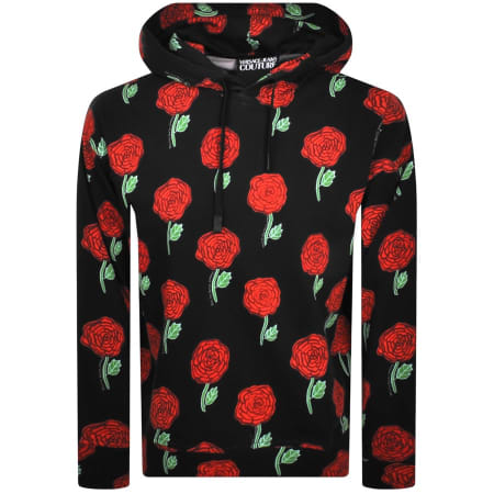 Product Image for Versace Jeans Couture Roses Print Hoodie Black