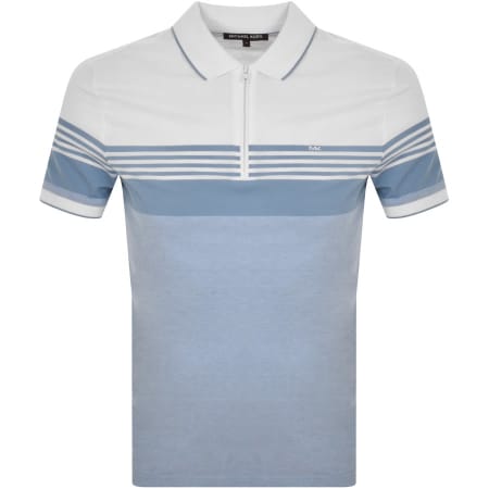 Product Image for Michael Kors Stripe Half Zip Polo T Shirt Blue