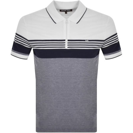 Product Image for Michael Kors Stripe Half Zip Polo T Shirt Navy