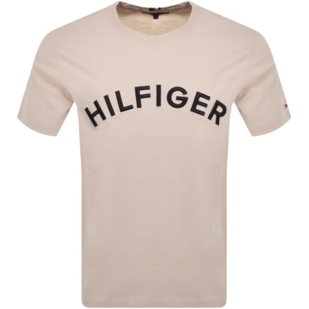 Product Image for Tommy Hilfiger Arched Logo T Shirt Beige