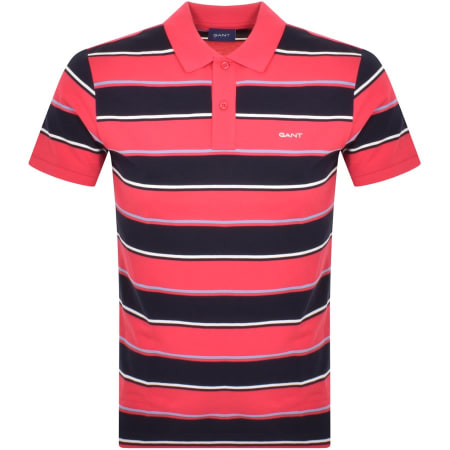Product Image for Gant Multi Stripe Short Sleeve Polo T Shirt Pink