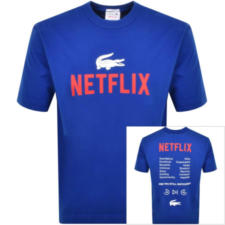Product Image for Lacoste X Netflix Crew Neck Logo T Shirt Blue