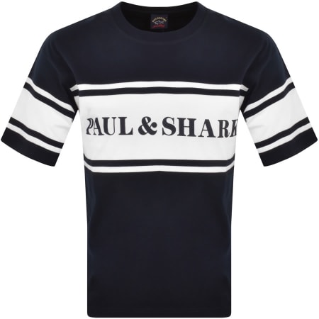 Product Image for Paul And Shark Panel Logo T Shirt Navy