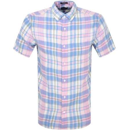 Product Image for Gant Linen Madras Short Sleeve Shirt Pink