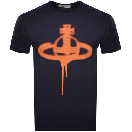 Product Image for Vivienne Westwood Spray Orb Logo T Shirt Navy