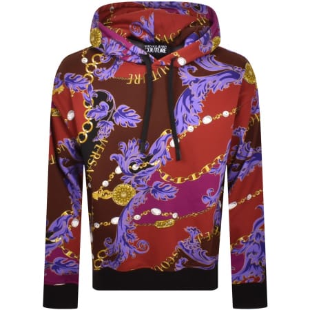 Product Image for Versace Jeans Couture Chain Print Hoodie Red
