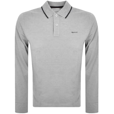 Product Image for Gant Cotton Pique Long Sleeve Polo T Shirt Grey