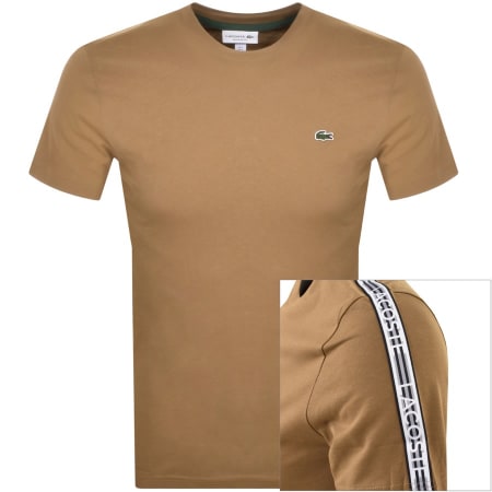 Product Image for Lacoste Tape Logo Crew Neck T Shirt Brown