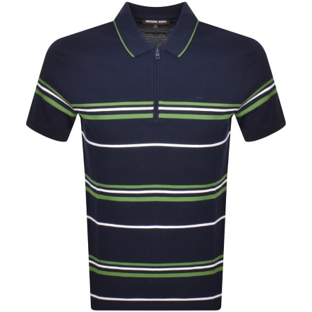 Product Image for Michael Kors Stripe Half Zip Polo T Shirt Navy