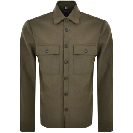 Product Image for BOSS Owen Long Sleeved Wool Shirt Green