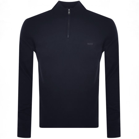 Recommended Product Image for BOSS Marlo Half Knit Jumper Navy