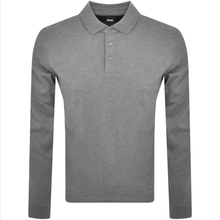 Product Image for BOSS Pado 30 Long Sleeved Polo T Shirt Grey