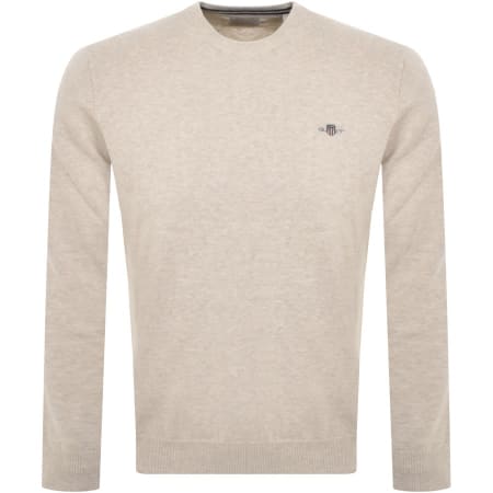 Product Image for Gant Classic Cotton Crew Neck Knit Jumper Beige