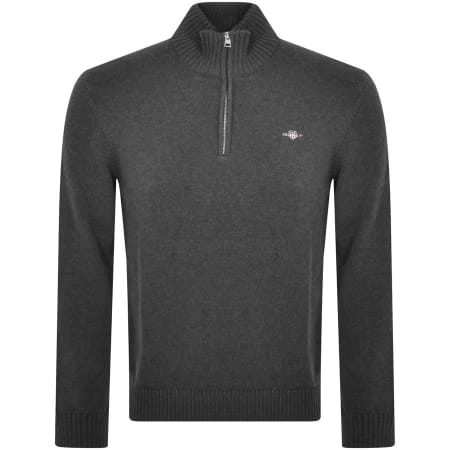Product Image for Gant Classic Casual Half Zip Knit Jumper Grey