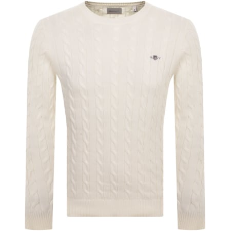 Product Image for Gant Classic Cotton Cable Knit Jumper Cream