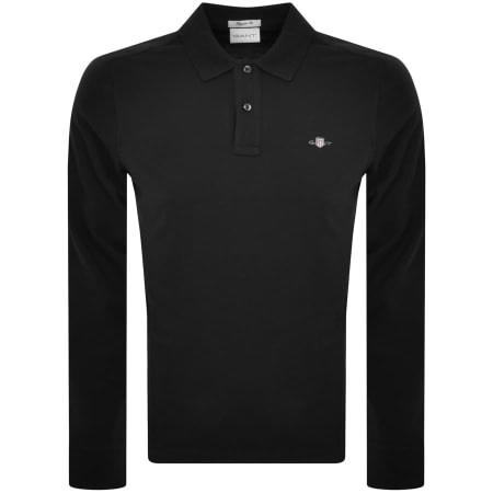 Product Image for Gant Regular Shield Long Sleeve Polo T Shirt Black