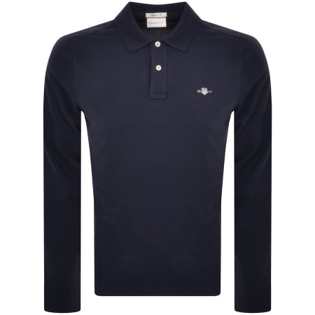Recommended Product Image for Gant Regular Shield Long Sleeve Polo T Shirt Navy