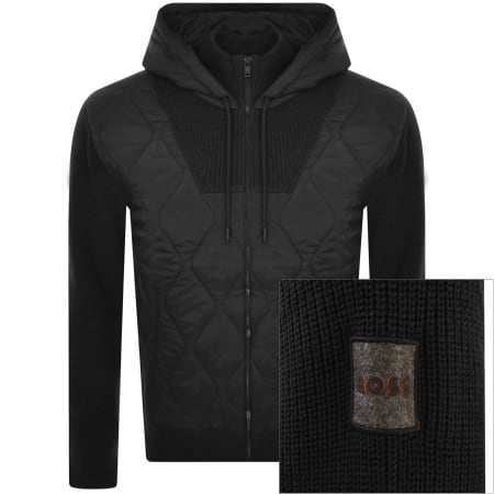 Product Image for BOSS Abridorak Knit Hooded Jumper Black