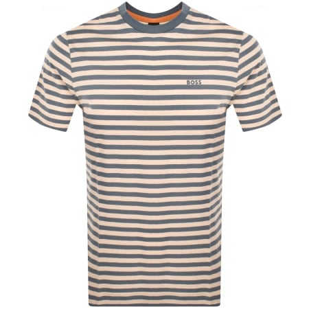 Product Image for BOSS Tales Stripe Logo T Shirt Beige