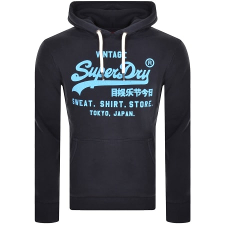 Product Image for Superdry Vintage Neon Logo Hoodie Navy