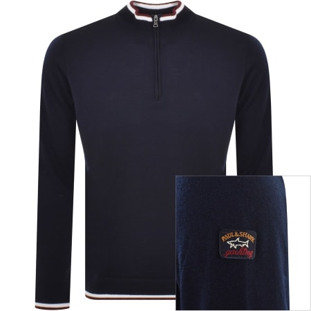 Product Image for Paul And Shark Half Zip Knit Jumper Navy