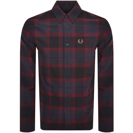 Product Image for Fred Perry Long Sleeved Tartan Shirt Burgundy