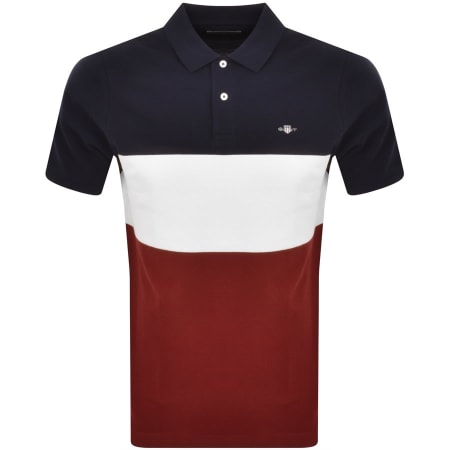 Product Image for Gant Block Stripe Rugger Polo T Shirt Navy