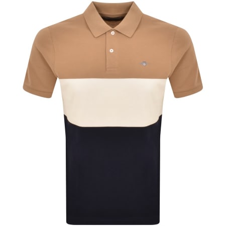 Product Image for Gant Block Stripe Rugger Polo T Shirt Khaki
