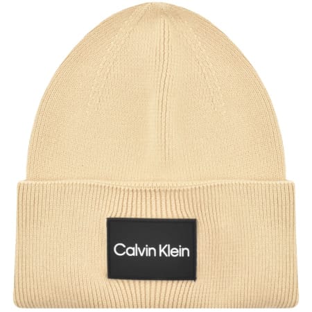 Product Image for Calvin Klein Fine Cotton Rib Beanie Hat Beige