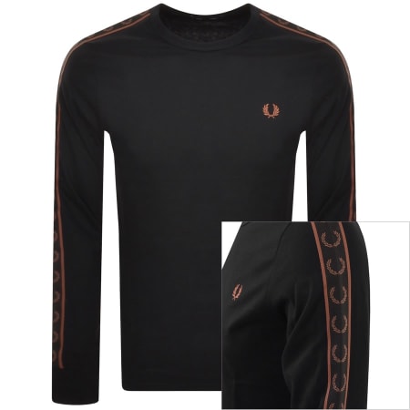 Product Image for Fred Perry Taped Long Sleeve T Shirt Black