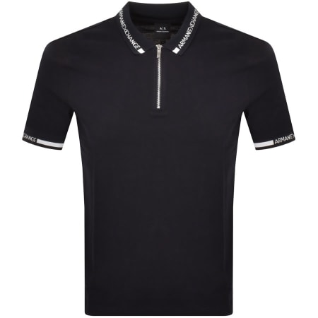 Product Image for Armani Exchange Quarter Zip Polo T Shirt Navy