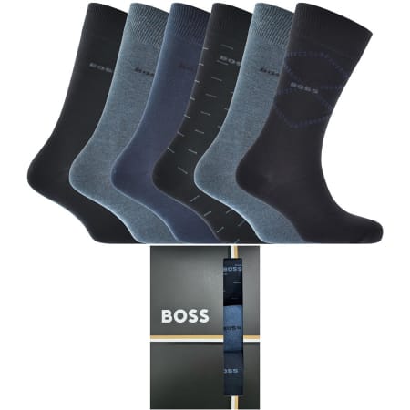 Recommended Product Image for BOSS Six Pack Logo Socks Navy